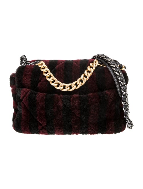 Chanel Shearling Stripe Medium 19 Flap Bag