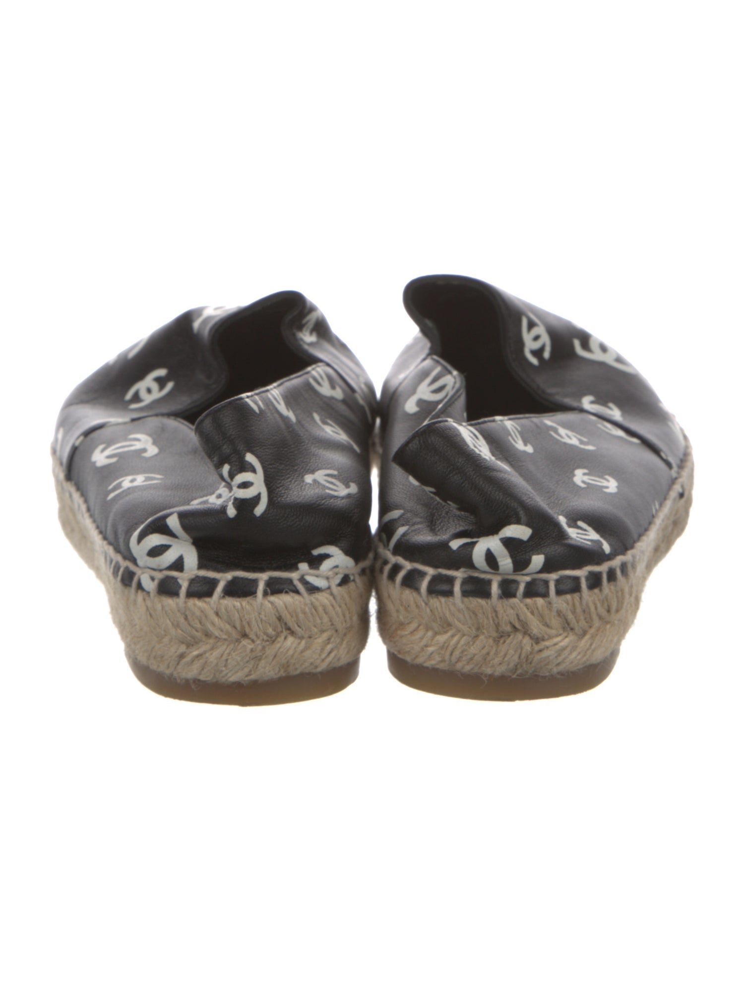 Chanel Interlocking CC Logo Leather Espadrilles