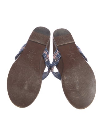 Chanel Interlocking CC Logo Tweed Slides