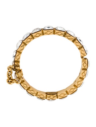 Chanel Vintage Strass Quilted Hinged Bangle