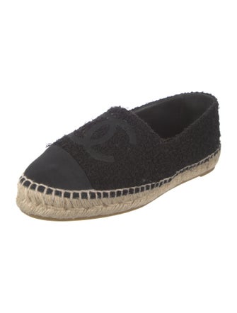 Chanel Interlocking CC Logo Tweed Espadrilles