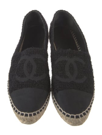 Chanel Interlocking CC Logo Tweed Espadrilles
