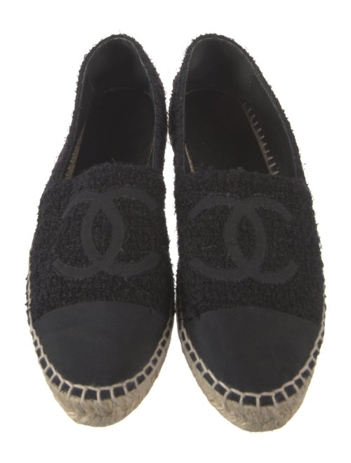 Chanel Interlocking CC Logo Tweed Espadrilles