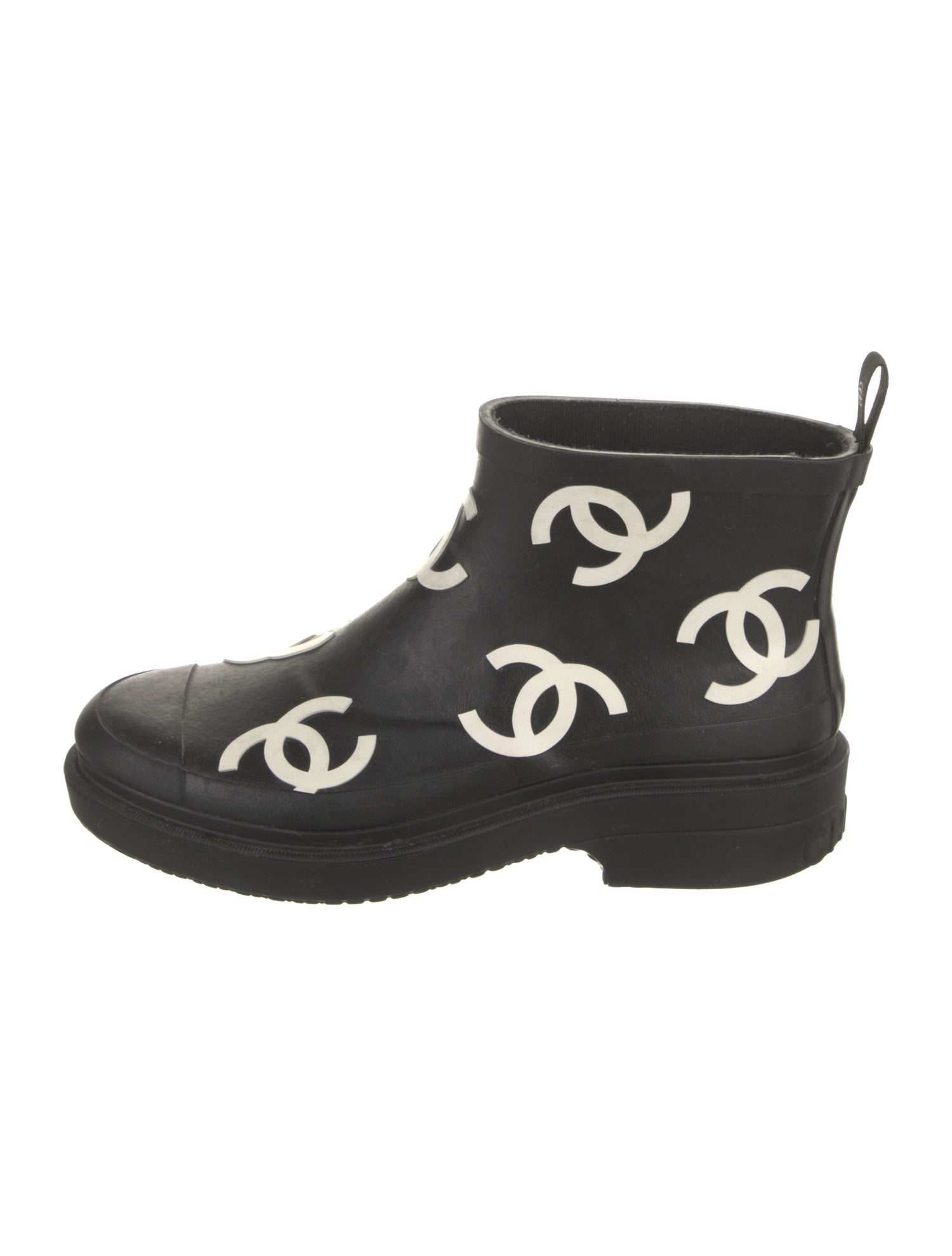 Chanel Interlocking CC Logo Rubber Rain Boots