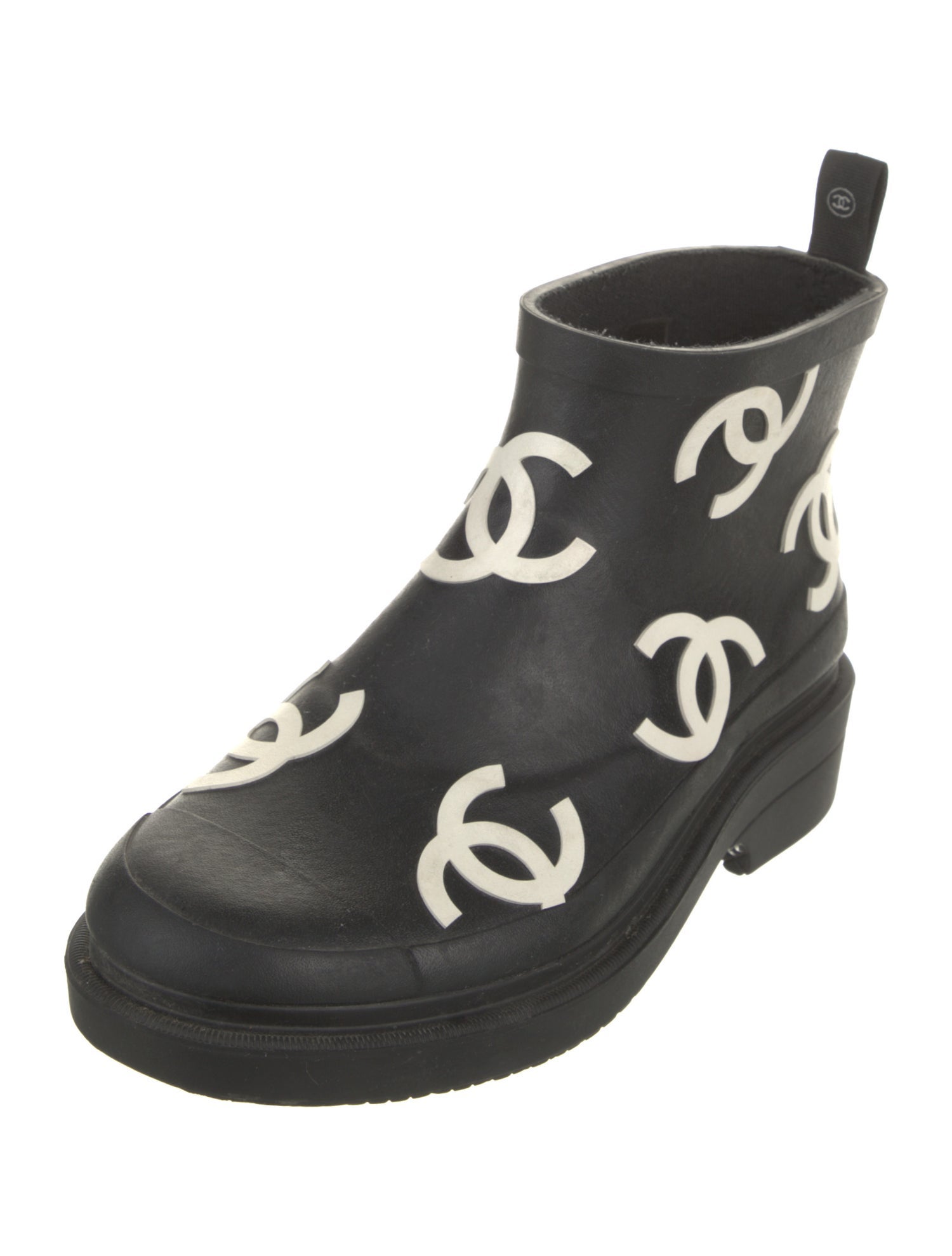 Chanel Interlocking CC Logo Rubber Rain Boots