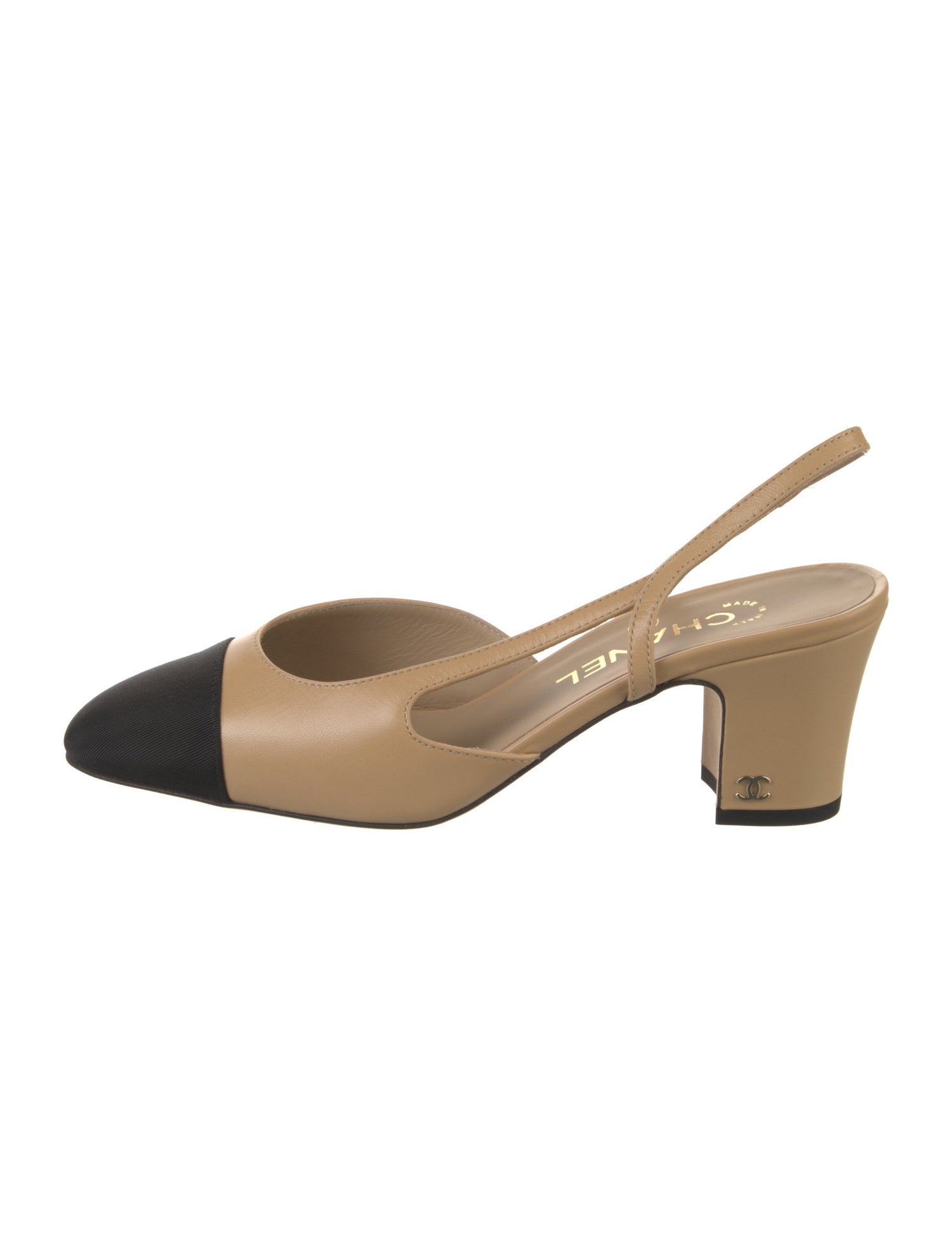 Chanel Interlocking CC Logo Leather Slingback Pumps w/ Tags