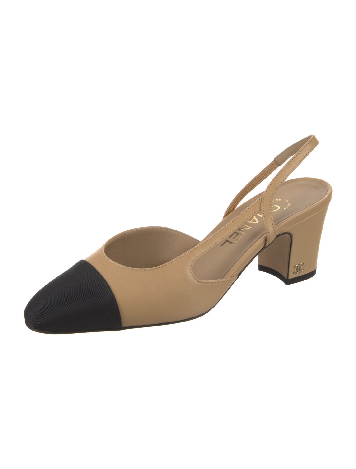 Chanel Interlocking CC Logo Leather Slingback Pumps w/ Tags