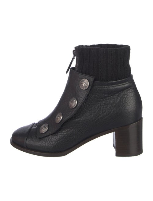 Chanel Interlocking CC Logo Leather Sock Boots