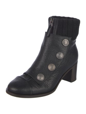Chanel Interlocking CC Logo Leather Sock Boots