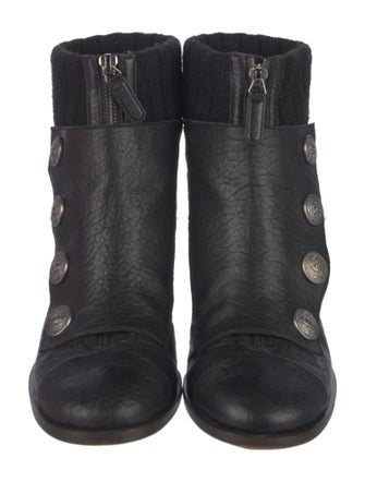 Chanel Interlocking CC Logo Leather Sock Boots