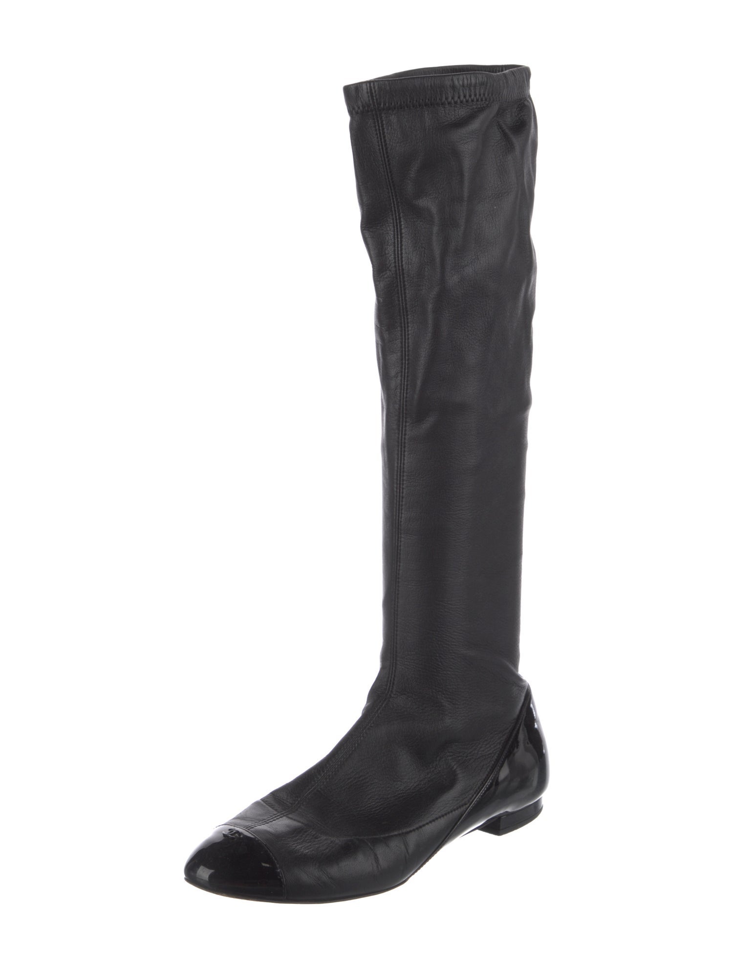 Chanel Interlocking CC Logo Leather Riding Boots