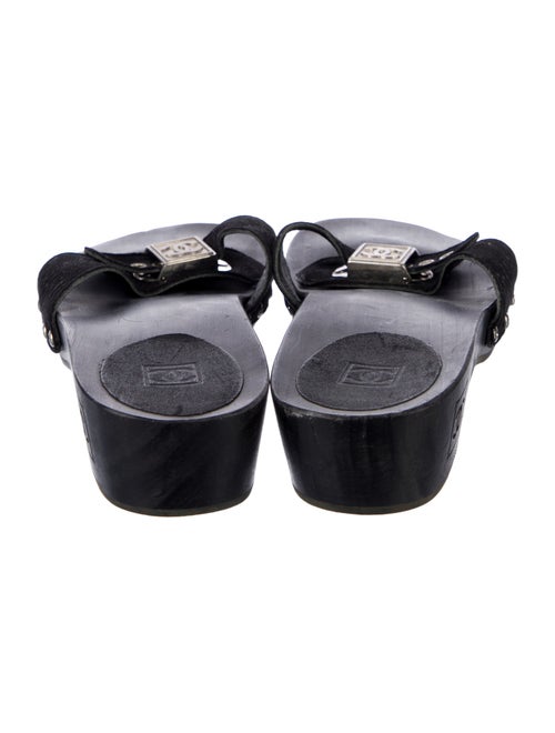 Chanel Interlocking CC Logo Suede Slides