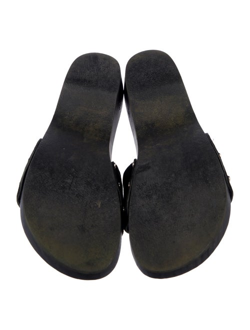 Chanel Interlocking CC Logo Suede Slides