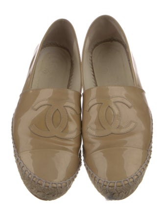 Chanel Interlocking CC Logo Patent Leather Espadrilles
