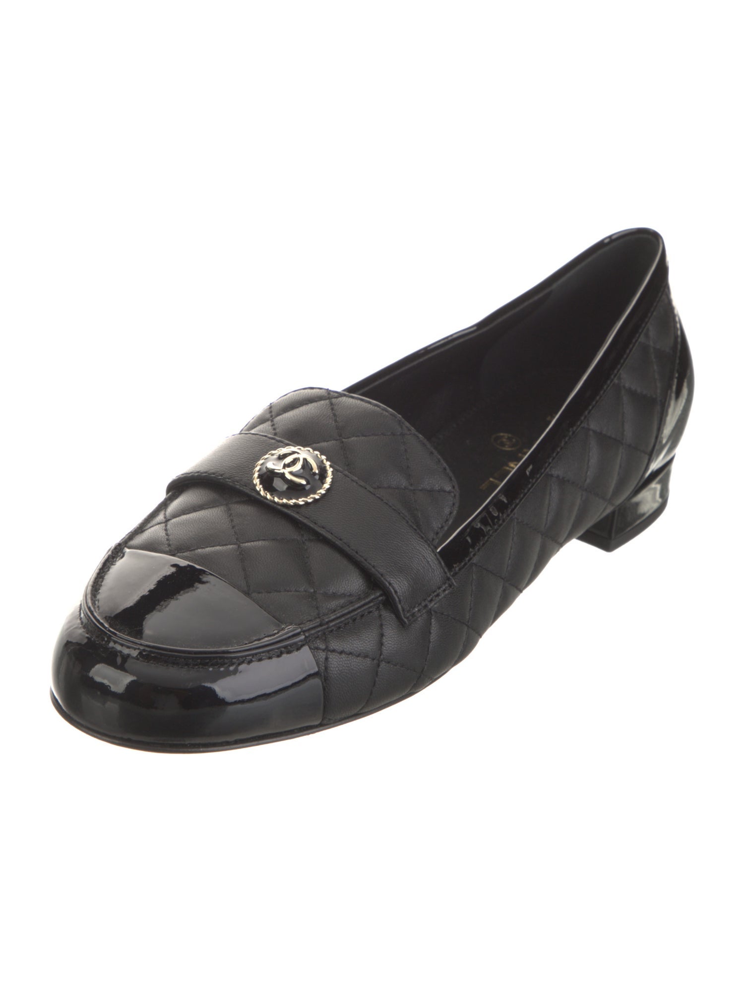 Chanel Interlocking CC Logo Leather Loafers