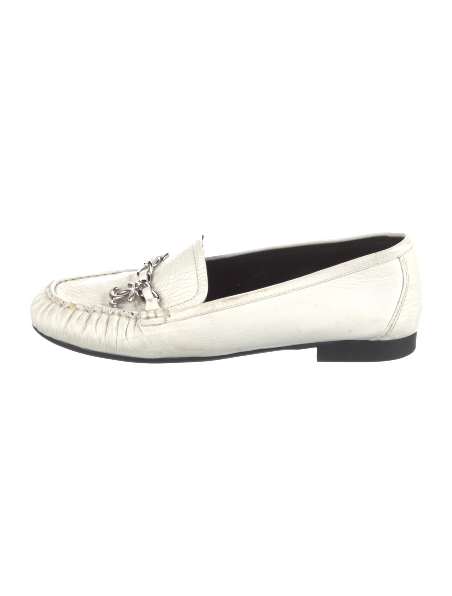 Chanel Interlocking CC Logo Patent Leather Loafers
