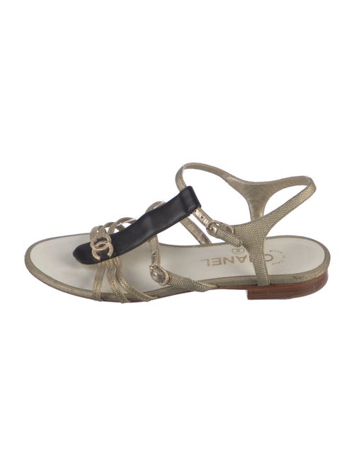 Chanel Interlocking CC Logo Leather Gladiator Sandals