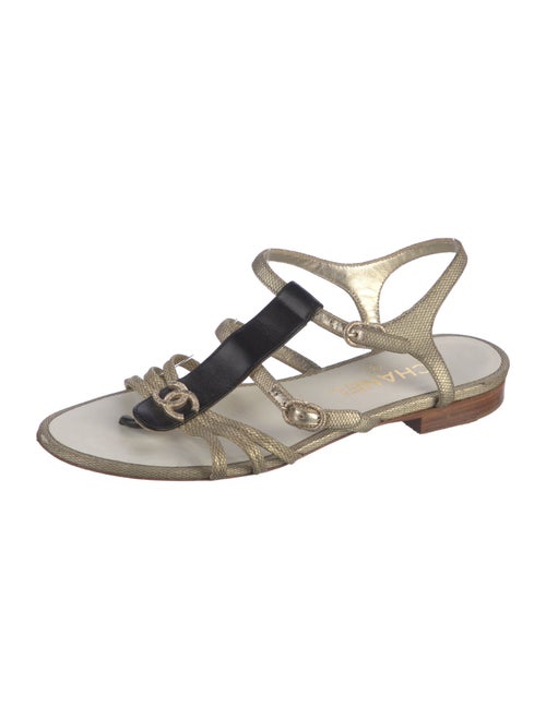 Chanel Interlocking CC Logo Leather Gladiator Sandals