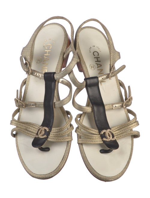 Chanel Interlocking CC Logo Leather Gladiator Sandals
