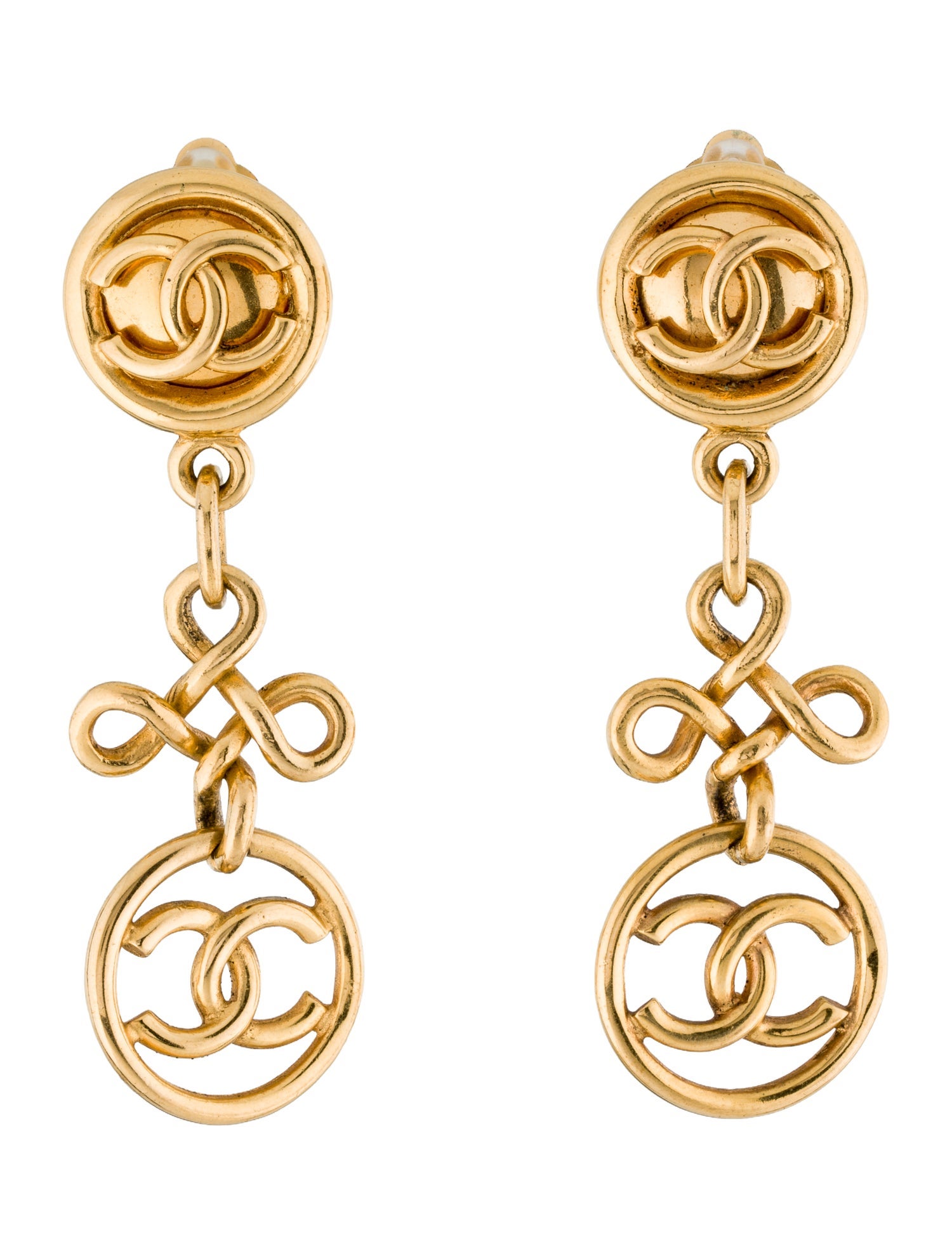 Chanel Vintage CC Drop Clip-On Earrings