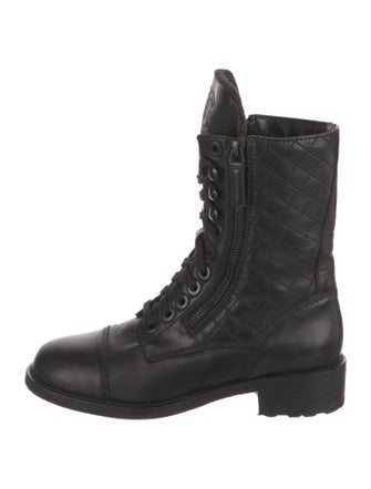 Chanel Interlocking CC Logo Leather Combat Boots
