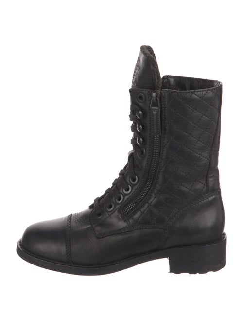 Chanel Interlocking CC Logo Leather Combat Boots