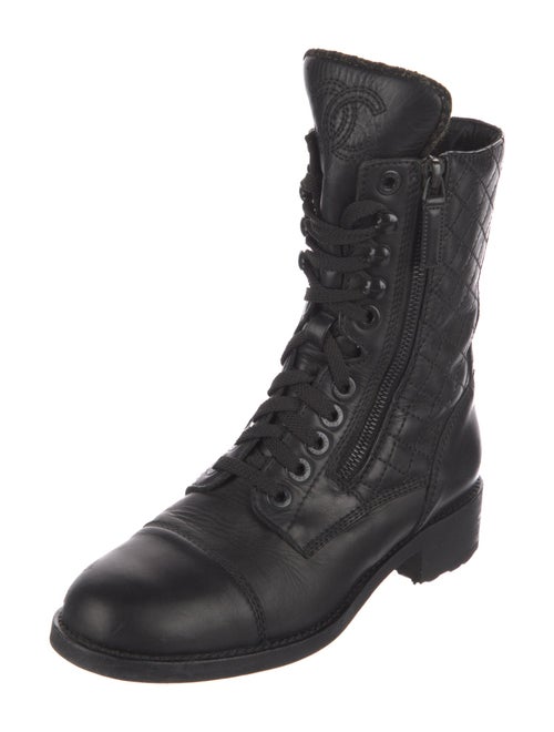 Chanel Interlocking CC Logo Leather Combat Boots