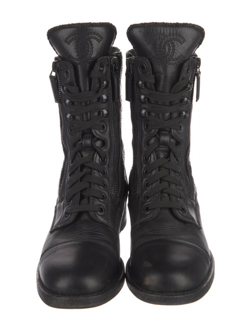 Chanel Interlocking CC Logo Leather Combat Boots