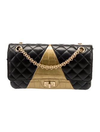 Chanel Leather Crocodile Embossed 225 Reissue Double Flap Bag