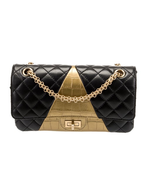 Chanel Leather Crocodile Embossed 225 Reissue Double Flap Bag