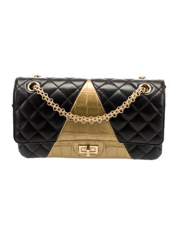Chanel Shoulder Bags Leather Crocodile Embossed 225 Reissue Double Flap Bag