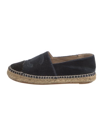 Chanel Interlocking CC Logo Velvet Espadrilles