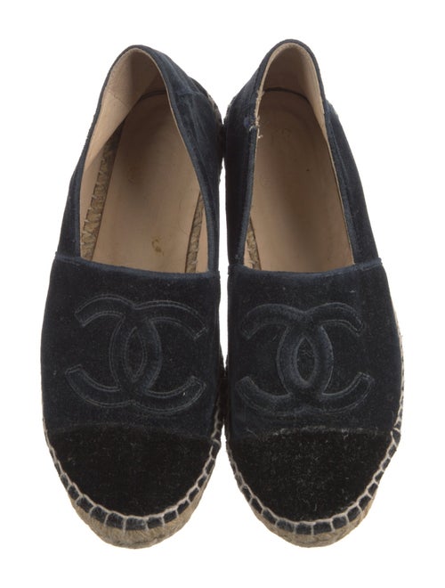 Chanel Interlocking CC Logo Velvet Espadrilles