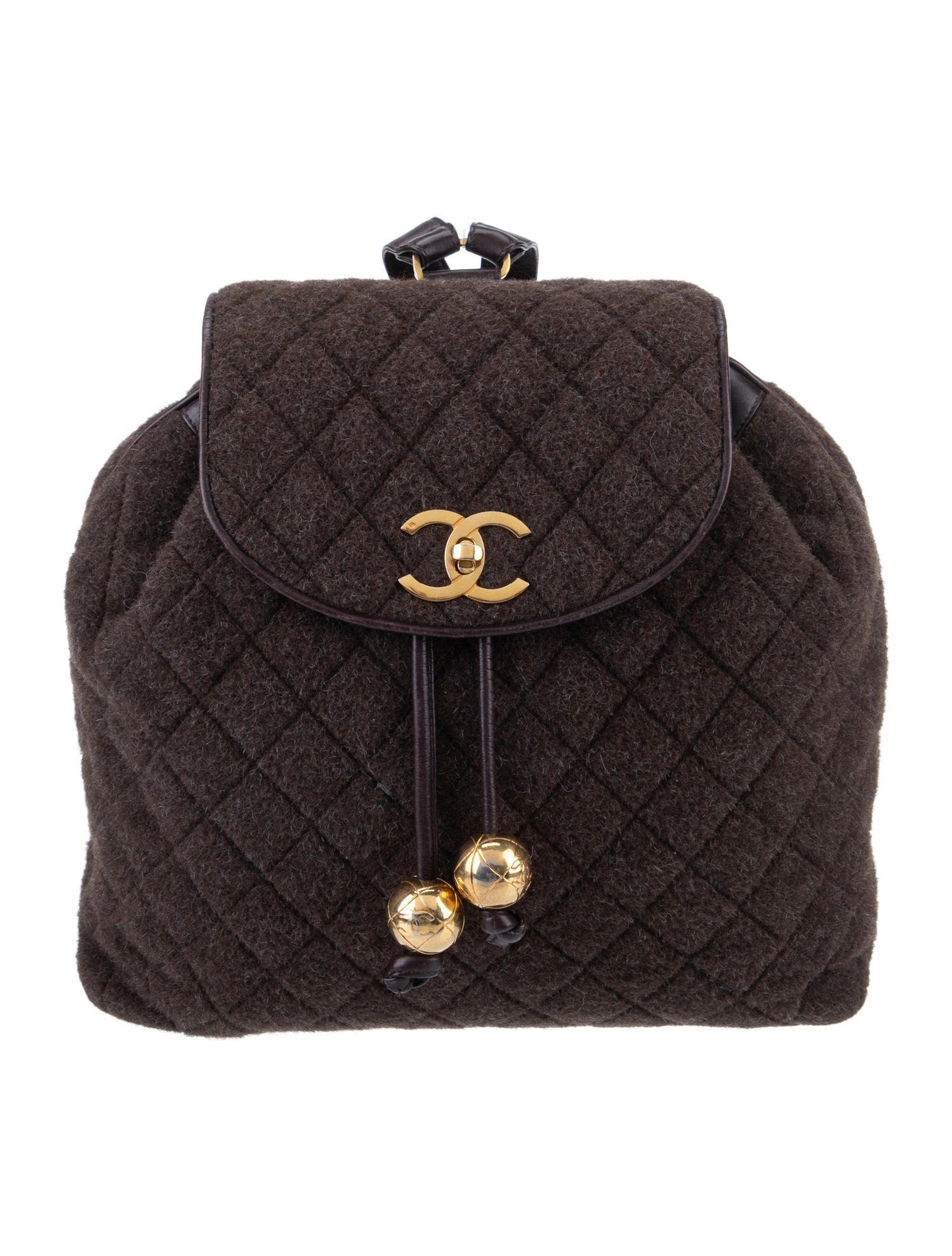 Chanel Leather-Trimmed Wool Backpack