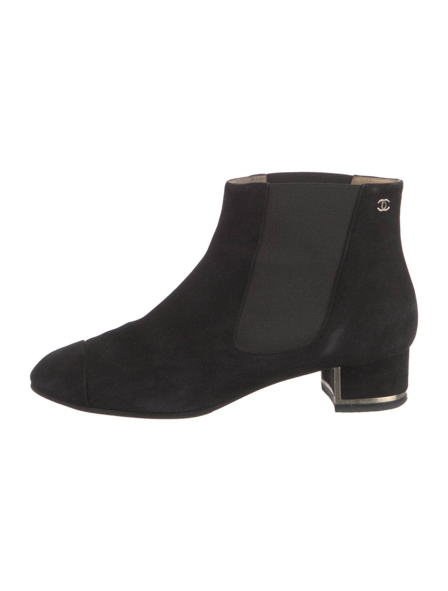 Chanel Interlocking CC Logo Suede Chelsea Boots
