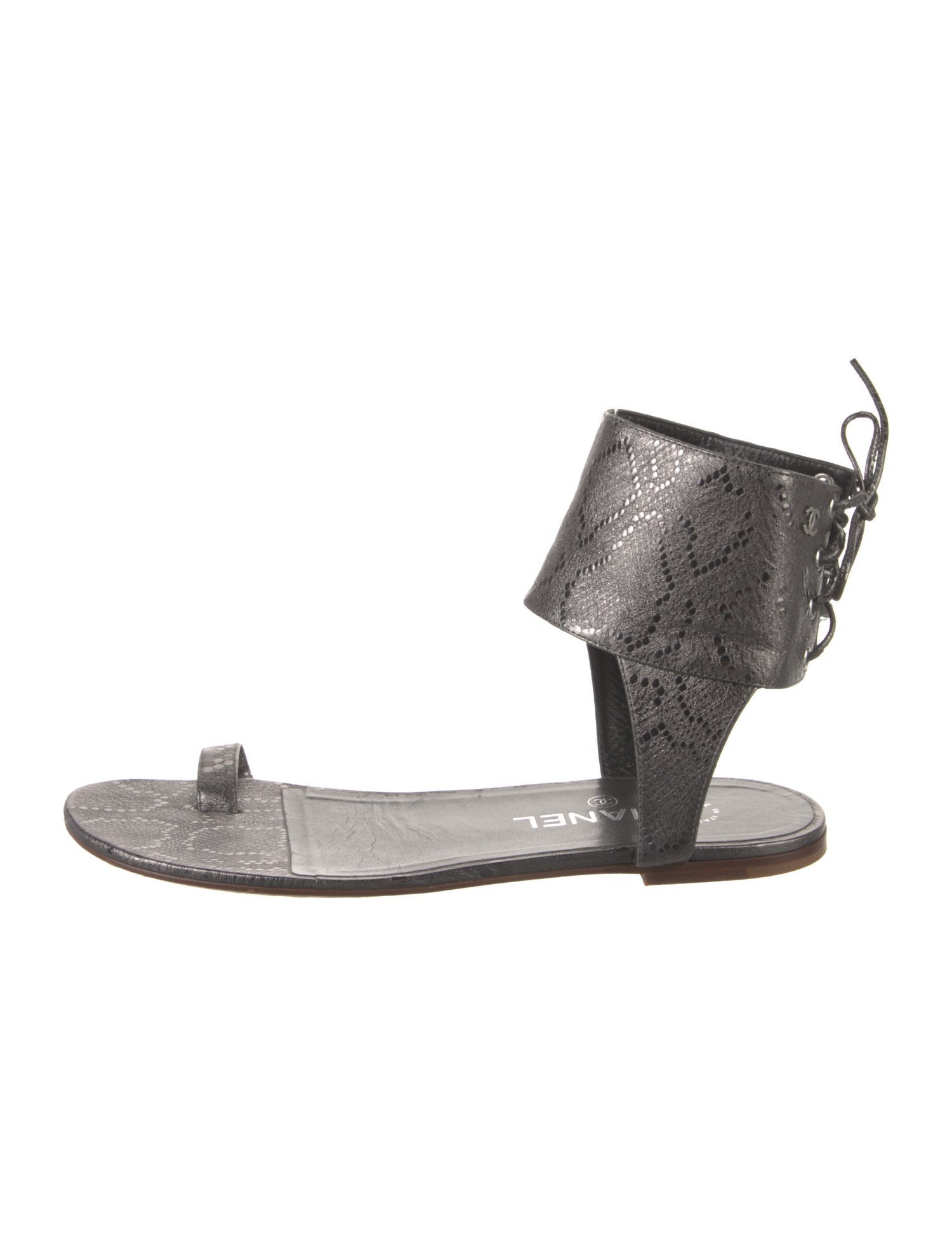 Chanel Interlocking CC Logo Leather Sandals