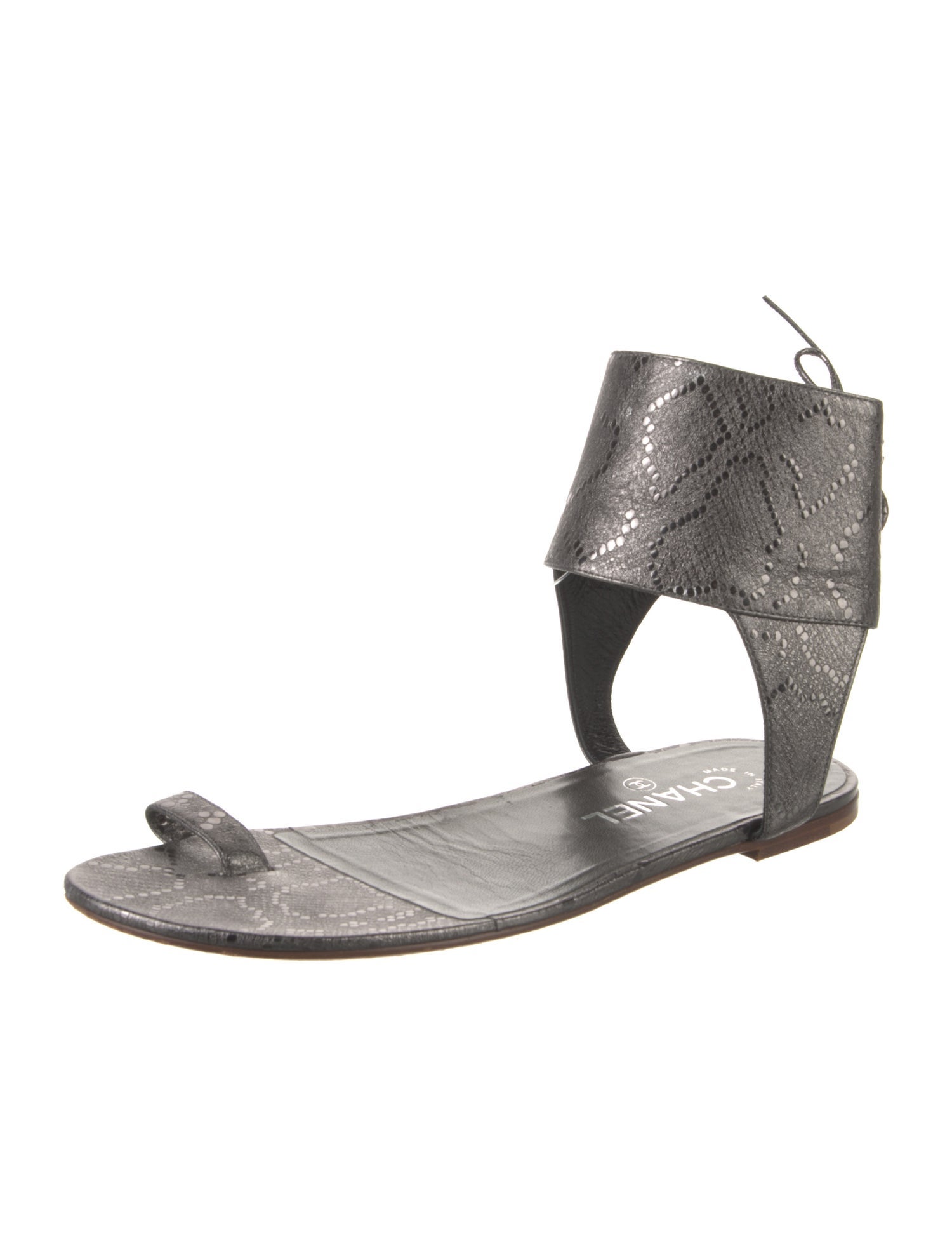 Chanel Interlocking CC Logo Leather Sandals