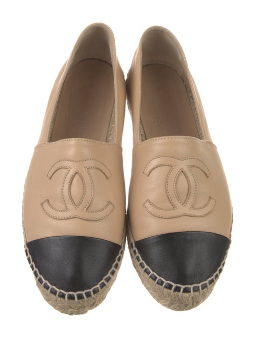 Chanel Interlocking CC Logo Leather Espadrilles