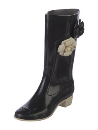 Chanel Interlocking CC Logo Rubber Rain Boots
