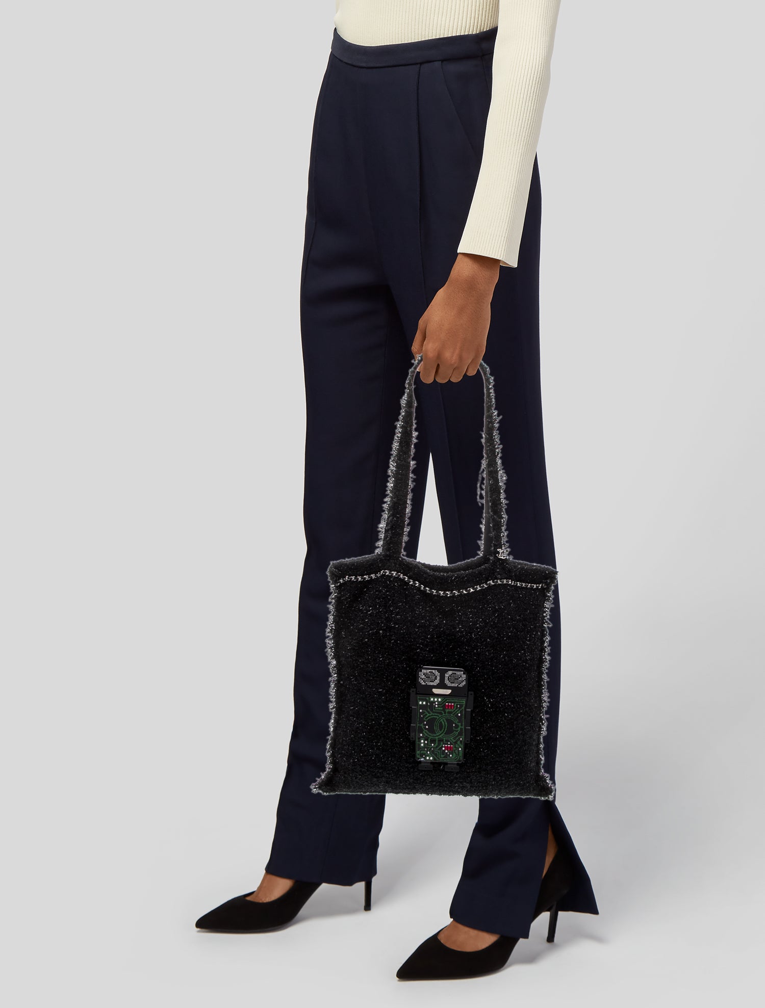 Chanel Tweed Robot Shopping Tote