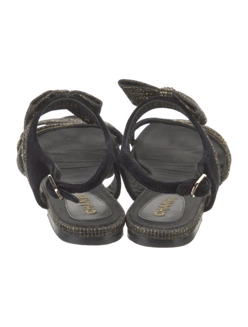 Chanel Interlocking CC Logo Velvet T-Strap Sandals