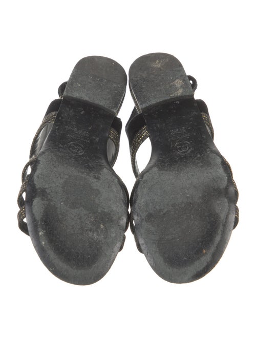 Chanel Interlocking CC Logo Velvet T-Strap Sandals