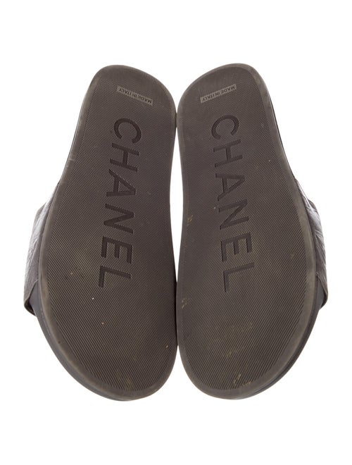 Chanel Interlocking CC Logo Leather Slides