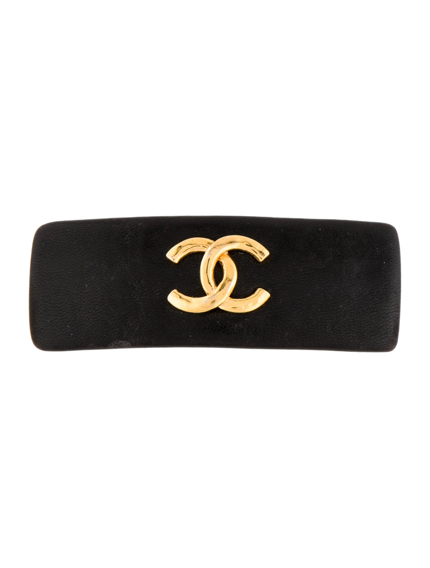 Chanel Vintage CC Leather Hair Clip