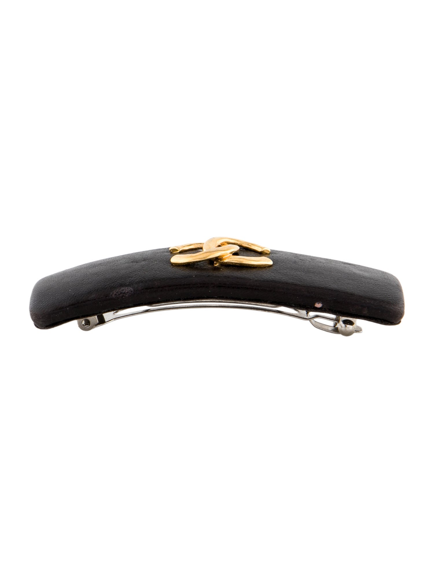 Chanel Vintage CC Leather Hair Clip