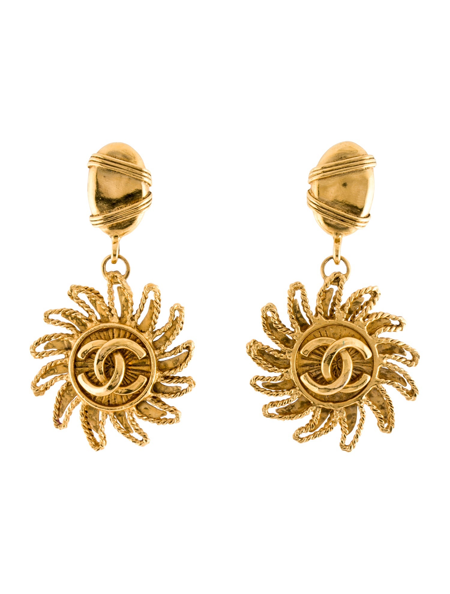 Chanel Vintage CC Sun Clip-On Earrings
