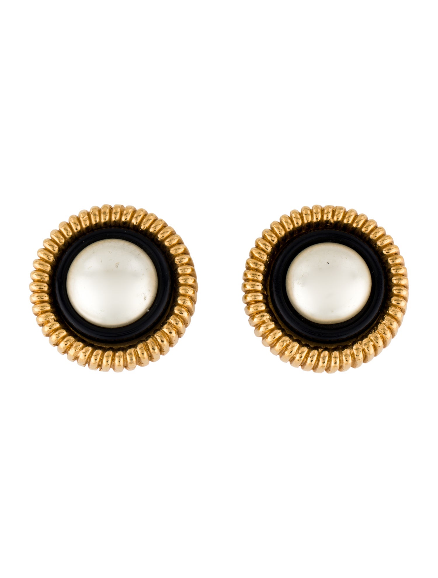 Chanel Vintage Faux Pearl & Resin Clip-On Earrings