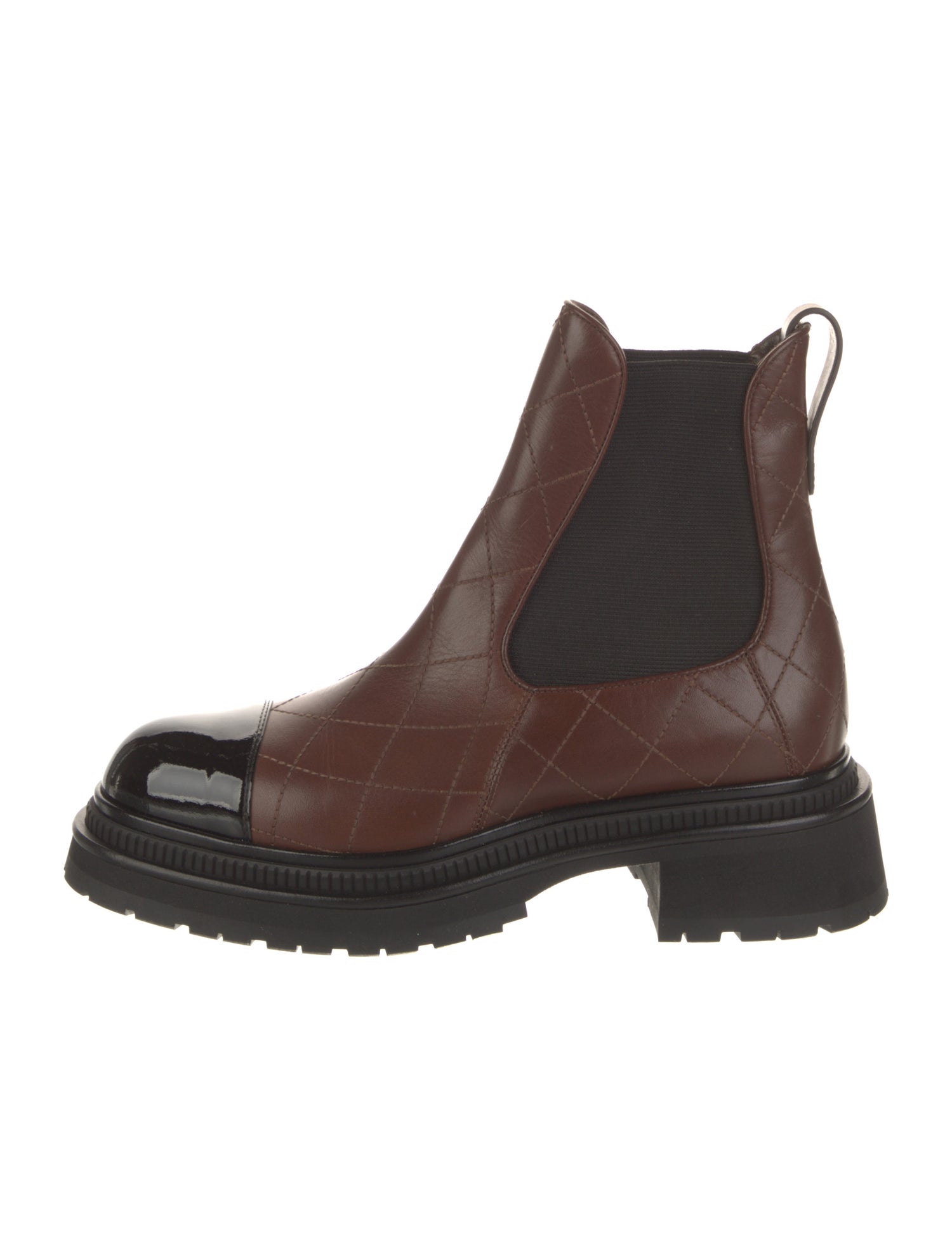Chanel Interlocking CC Logo Leather Chelsea Boots