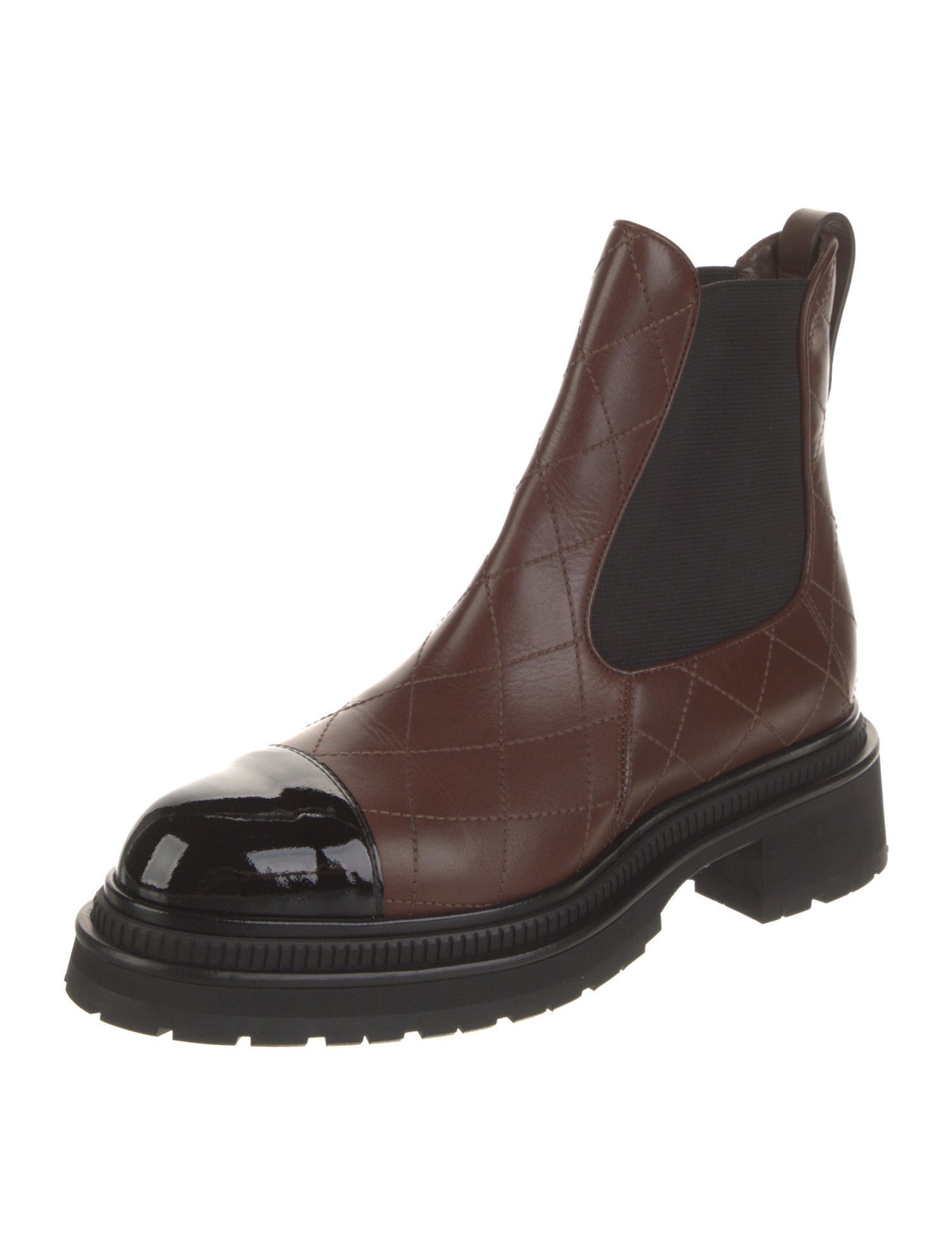 Chanel Interlocking CC Logo Leather Chelsea Boots