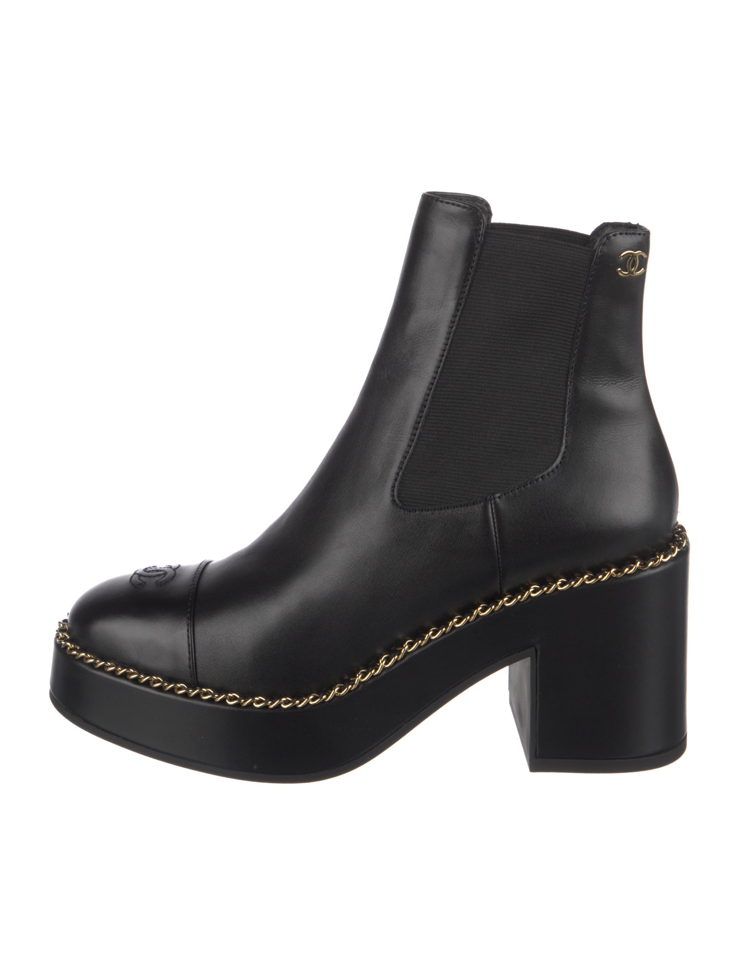 Chanel 2025 Interlocking CC Logo Chelsea Boots